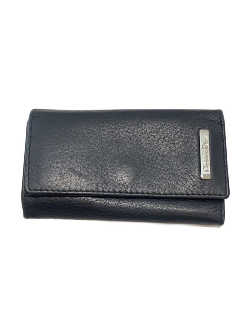 Christian Dior Key Case Wallet Leather Hooks Black